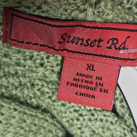 Green Open Cardigan Sweater Size XL - Picture 3 of 4